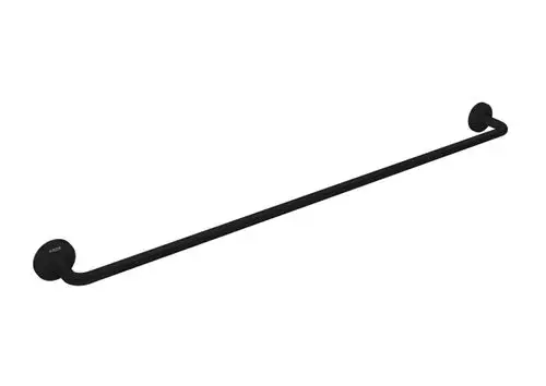 Schwarzer Handtuchhalter aus Metall mit runden Halterungen, hergestellt von AXOR. Das Produkt hat eine einfache, schlichte Form ohne zusätzliches Design.
